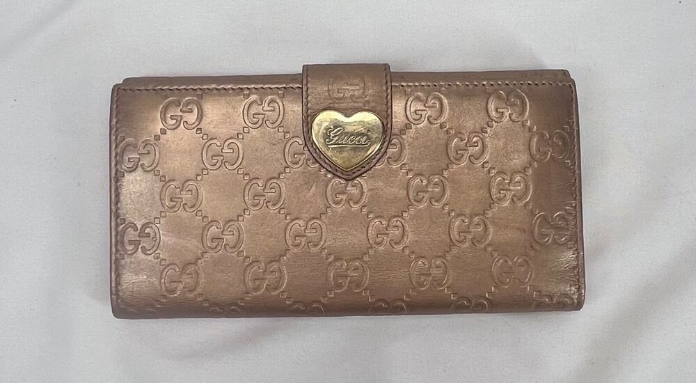 Gucci Guccissima Long Wallet Heart-Shape Snap-Closure SPB-CA 355870